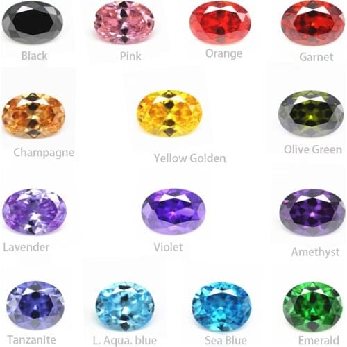 Lucky Star Gems Oval Zirconia Beads 3x4~13x18mm Synthetic CZ Gemstone Pink , Golden, Black, for DIY Fashion Jewelry Making