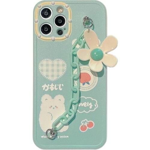 Easterm 11Pro Ins Wind Fresh Flower Chain Cute Bear Phone Case For iPhone12Promax 12 11Promax 12Mini11 XR XSMAX 11 7P 8G SE Cell