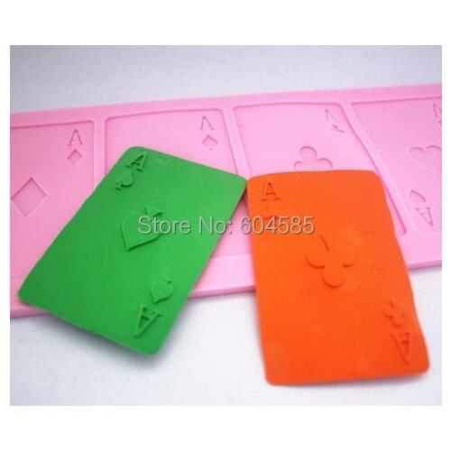 FM809Poker cards fondant cake molds soap chocolate mould for the kitchen baking