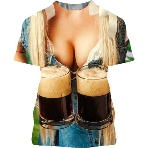 Beer/fruit/can/ 3D printed T-shirt for men and women interesting and interesting novelty 3D printed T-shirt short sleeve top uni