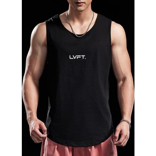 HOT Fitness Summer Daily Cotton Men Bodybuilding Stringer Tank Top Letter Print sleeveless Gym Running Workout Sports Vest