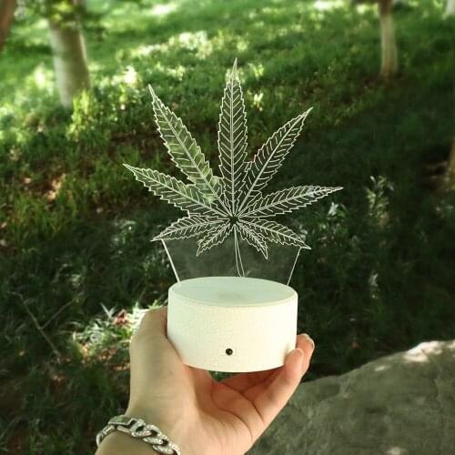 HORNET 3D Illusion Lamp Led Night Light Leaf Design for Kids Men Bedroom Smoking & Tobacco Pipe Accessoires