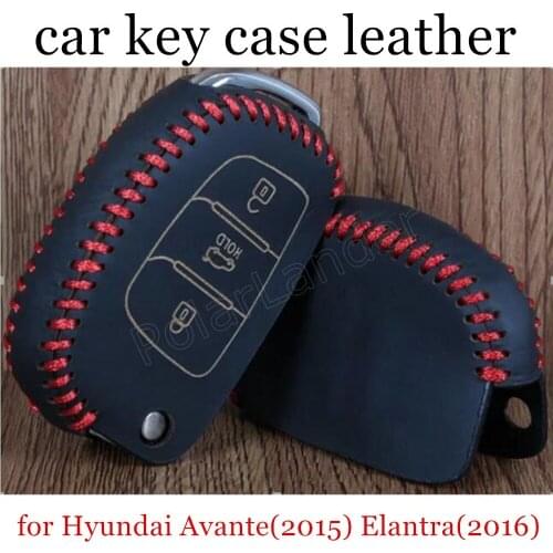 Only Red best selling fit for Hyundai Avante(2015) Elantra(2016) Hand sewing DIY Car key cover car key case Genuine leather