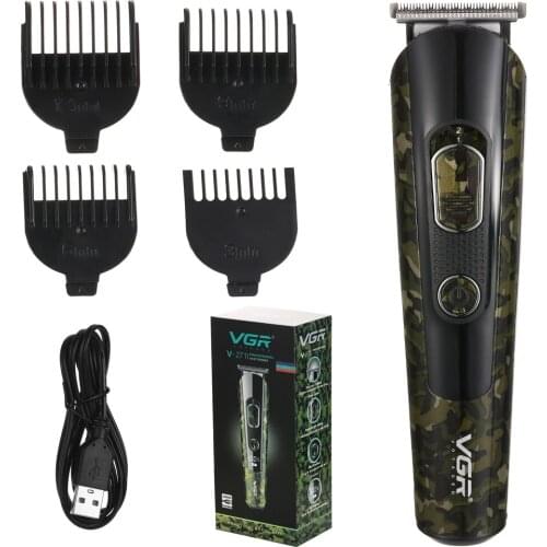 VGR Portable Rechargeable Camo Hair Clipper Electric Cordless Mini Hair Trimmer Hair Cutting Machine Beard Trimer For Men Barber