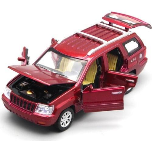 1/32 Alloy Grand Cherokee Model Toy Vehicle Die Cast Pull Back Sound Light 6 Openable Door Toys Car