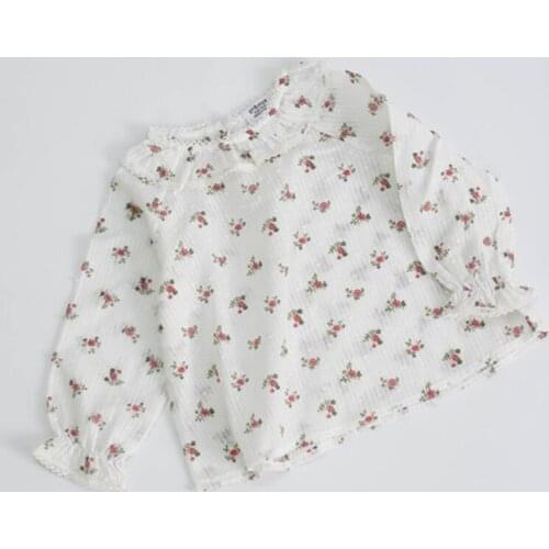 Soft breathable Floral newborn baby girls shirt Spring autumn retro petal collar infant kids blouse for girls tops children