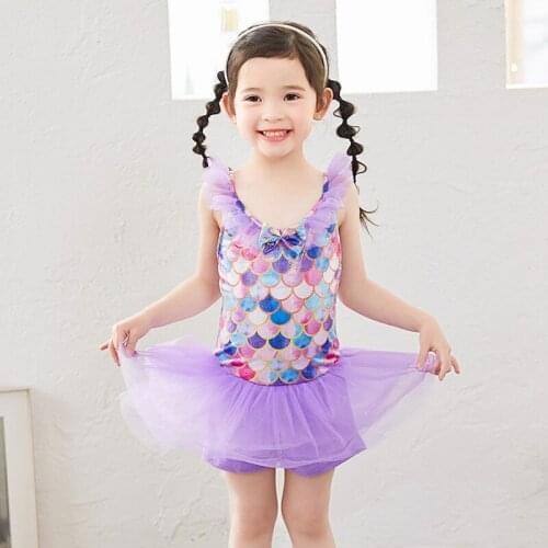 2021 Summer New Girls' Swimwear Baby Bathing Suits Cute Childrens One-piece Kids Princess Dress Holiday Bikini Rainbow Swimsuit