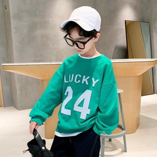 New Autumn Children Round Neck Sweater Casual Sport Kids Tops Boys Long Sleeve Pullover Shirt Teenage Letter Printing Sweatshirt