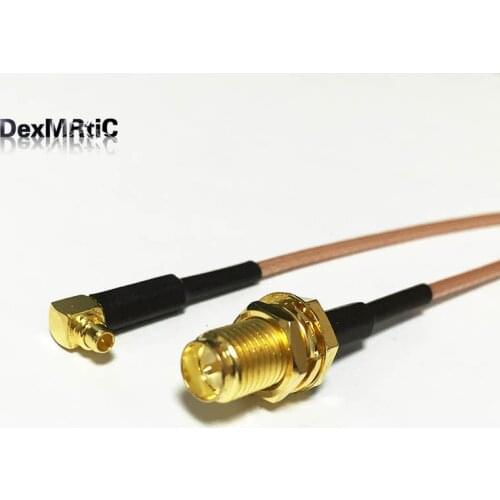 New RP-SMA Female Jack nut Connector Switch MMCX Male Plug Right Angle Connector RG178 Wholesale 15CM 6" Adapter
