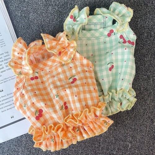 Cherry Print Pet Dog Clothes Clothing for Small Medium Dogs Costume 2021 New Chihuahua Puppy Pet Clothes for Dogs Ropa Perro Pug