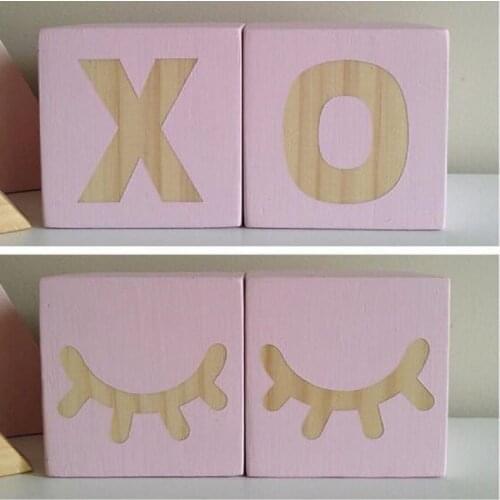 2pcs set Original pine wooden Block XO/eyelash wood block Decoration for baby room decal thing baby room cute decorative