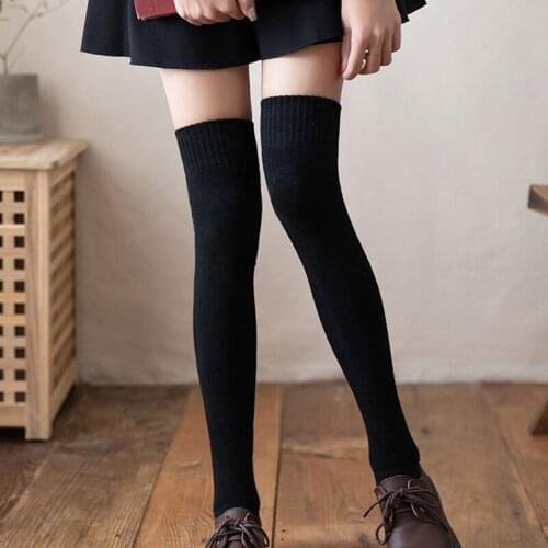 Autumn Winter Japanese JK Korean Version Of High Tube Calf Stockings Thick Terry Warm Long Socks Women Knitting Long Stockings