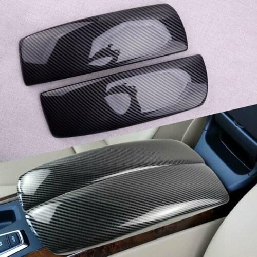 CITALL 2pcs/Set Center Console Armrest Box Cover Trim Fit for BMW X5 E70 X6 E71 2008 2009 2010 2011 2012 2013 Carbon Fiber Black