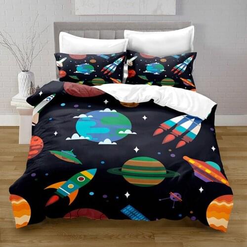 3D Printing Space Character Style Quilt Cover with Pillowcase Bedroom Decoration Queen Size Bedding Bedroom Set King Size Bed
