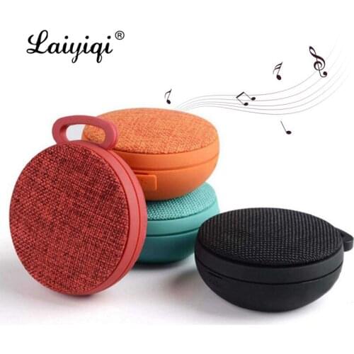Laiyiqi fashion circular Fabric art speaker bluetooth portable handle bass USB wireless boom box handfree call caixa som VS CLIP