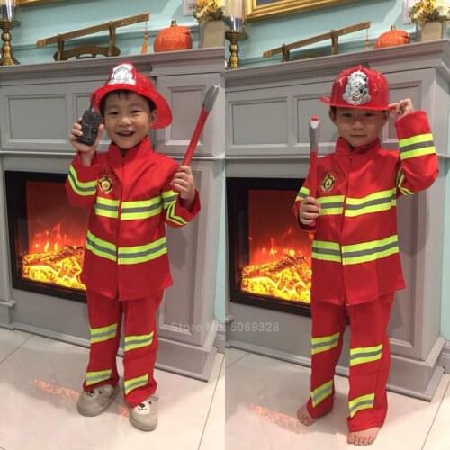 Fireman Sam Kids Halloween Christmas Cosplay Costumes For Girls Boy Carnival Party Fancy Suit Kids Firefighter Uniform Game Wear