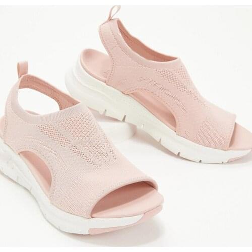 Casual Shoes Women Sandals Mesh Korean Style Wedge Shoes Solid Color Platform Slip-On Female Sandalias Soft Thick Bottom Mujer