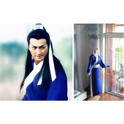 Blue Male Costume Hanfu for Song Dynasty TV Play Judge Bao - The Seven Heroes and Five Gallants Cos Zhan Zhao Official Captor