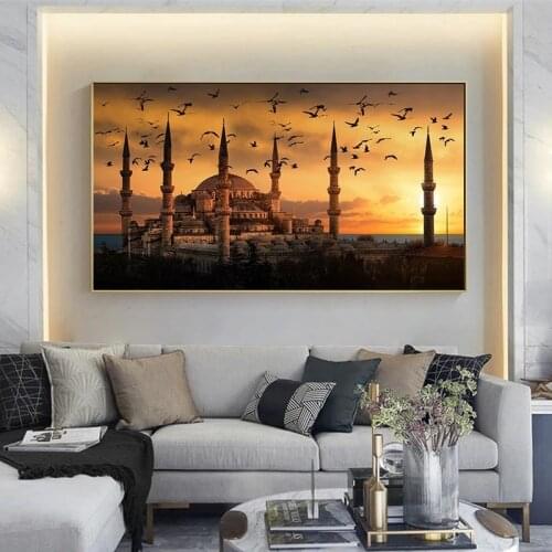 Modern landscape Art Istanbul at Sunset Canvas Print Painting Religious Wall Art Picture for Living Room Home Decor (No Frame)