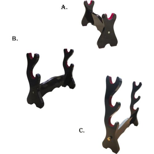 Grade A Hard Wood Sword Stand For Display Black Glossy Lacquered-One layer