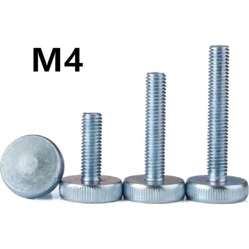 20PCS DIN653 GB835 M4x8/10/12/16/20/25/30/35/40mm Knurling Flat Head Knurled Thumb Screw Hand Tighten Computer Screws