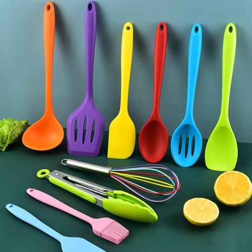 10 Pcs/set Silicone Kitchen Utensils Set Non-stick Heat-resistant Kitchenware Spatula Soup Spoon Spatula Shovel Kitchen Tools