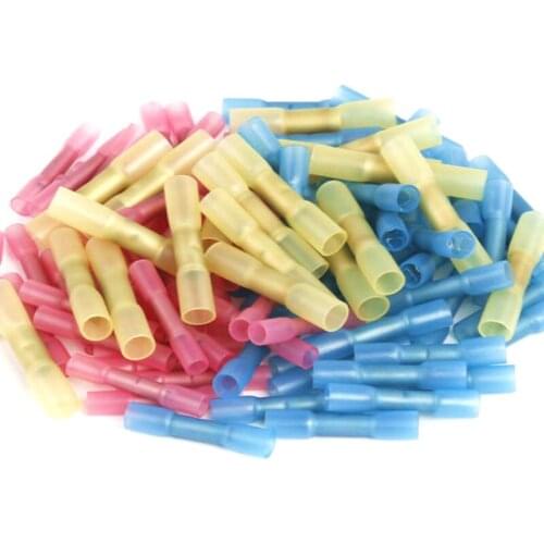 100pcs 3 Sizes Heat Shrink Butt Connectors Waterproof Electrical Wire Splice Cable Crimp Terminals AWG 22-10 Kit