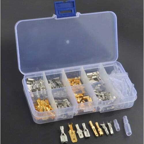 150pcs Male and Female Car Spade Connector Splice Crimp Wire Terminals Assortment Kit with Insulating Sleeve for Motorcycle Bike