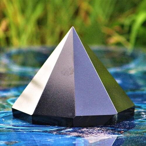 5-7cm Natural Black Obsidian Healing Reiki GemStone Hexagon Pyramid