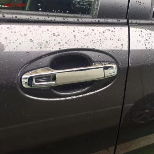 8pcs Chrome Smart Key Hole Door Handle Cover Trim For Toyota Yaris Vitz 2016 2017 2018 Car Accessories