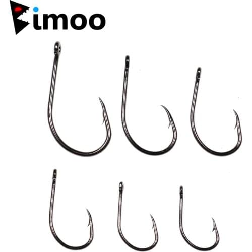 Bimoo 100PCS High Carbon Steel Barbed Faultless Oshaughnessy Fishing Hook Saltwater & Freshwater Fishing Hook Fish Bait Holder