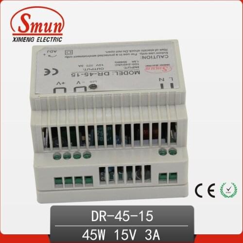 45W 15V 3A Single Output AC-DC Indoor Din Rail Switching Mode Power Supply DR-45-15 With CE ROHS