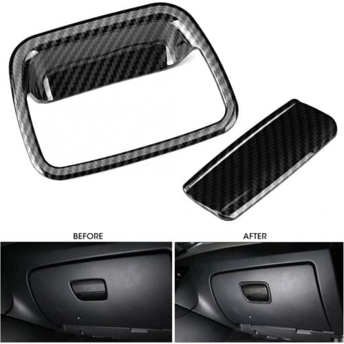 2PCS ABS Glove Box Handle Lid Cover Trim Inner Decor Fits for bmw X1 E84 2011 2012 2013 2014 2015 Carbon Fiber Texture