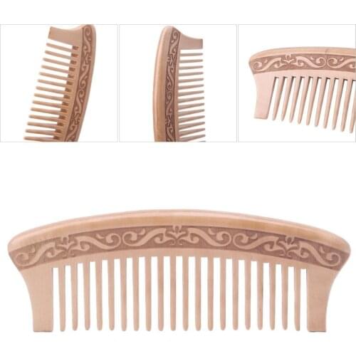 Wooden Wide Tooth Comb Natural Peach Wood Massage Beauty Hair Care