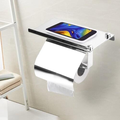 Stainless Steel Toilet Paper Holder Wall Mounted Hanging Rack Anti-rust Tissue Holder Bathroom Toilet Home Supplies