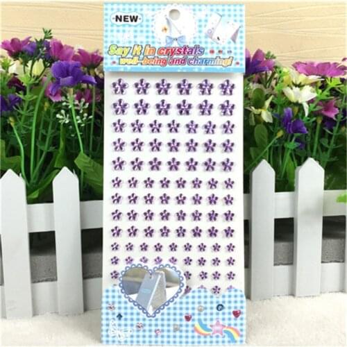 Kids Toys sticker different size 3d Crystal purple flower sticker Wall Furniture decoration Flat Holiday Children gifts stickers