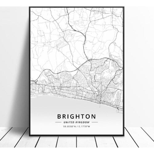 Brighton Cleethorpes Harrogate KingS Lynn Leeds Walsall United Kingdom Map Canvas Art Poster