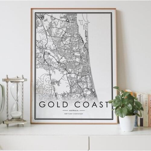 GOLD COAST city map Nordic Living Room Decoration Canvas Poster Modern Home Decor Art Print Painting