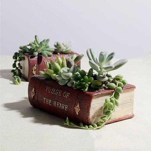 Creative Garden Various Succulent Planter Plant Bonsai Pot Literature Book Flowerpot Garden Herb Trough Box Basket Flower Pots