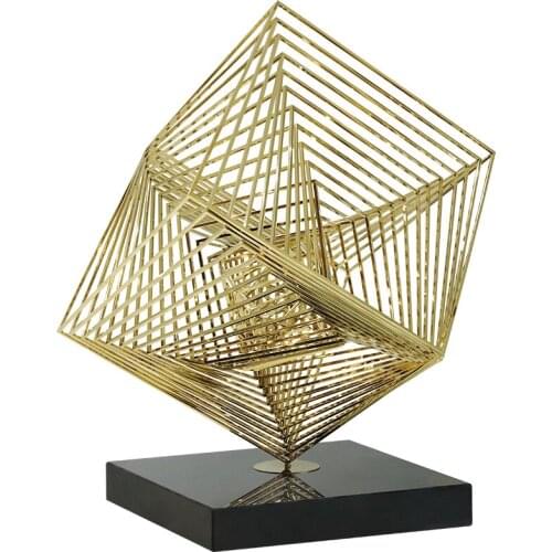 Hotel lobby geometric metal floor sculpture sales office lobby modern light luxury large soft decoration handicraft ornaments