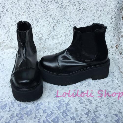 Princess sweet gothic lolita shoes Loliloliyoyo antaina Japanese design shoe custom black bright skin thick heel zip shoes 5144s