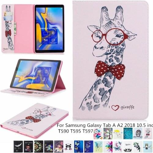 Cute Case For Samsung Galaxy Tab A A2 2018 10.5 inch T590 T595 T597 SM-T590 Cover Funda Tablet Fashion painted Stand Shell +pen