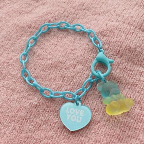 Cute Bear Pendent Bracelet For Girls Adjustable Chain Bracelet Friendship Heart Colorful Jewelry Accessories 2021 Gift Trend New