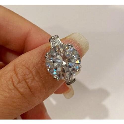 Solitaire ring 4ct Lab Diamond Ring 925 sterling silver Promise Engagement Wedding band rings for women men Fine Party Jewelry