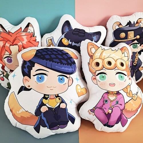 40cm JoJos Bizarre Adventure Plush Pillow Doll Anime JoJo Kujo Jotaro Giorno Giovanna Cartoon Pillows Soft Stuffed Toys For Kid
