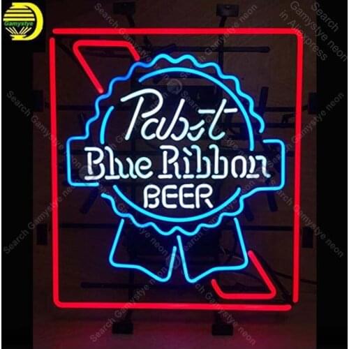 New Pab Blue Ribbo beer Sign Neon Sign Beer Bar Pub club Sign Handcrafted Real Glass Tube Neon Light Signs enseigne lumineuse