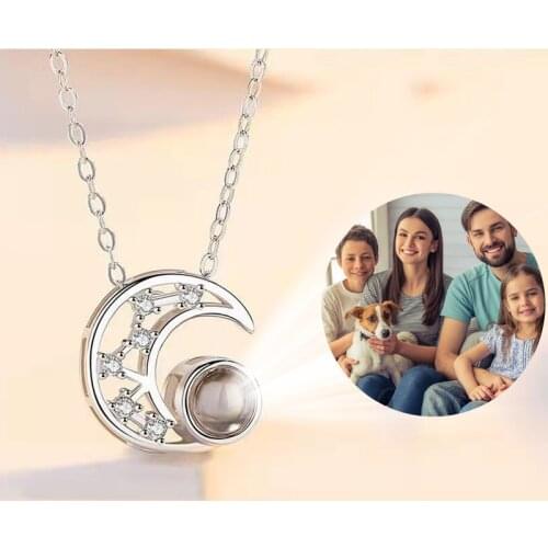 Customized Photo Projection Pendant Necklace Personalized Pet Family Lover Picture Choker Necklace Memory Jewelry Birthday Gifts
