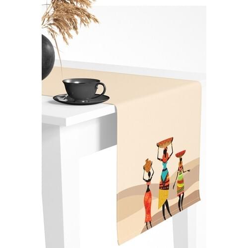 Custom Production African Pattern Italian Stitch Runner Cream