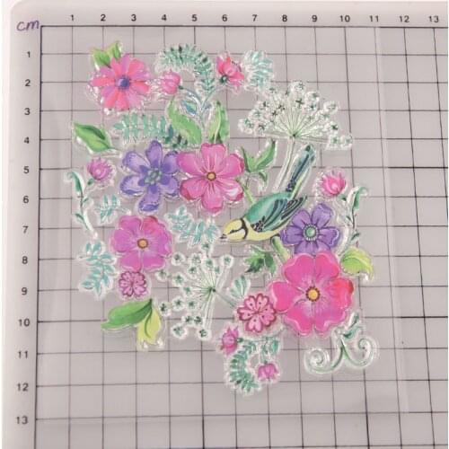 Reunion Flowers Bird Clear Stamps Scrapbook Paper Craft Transparent Clear Silicone Seal for DIY Photo Album Decorative