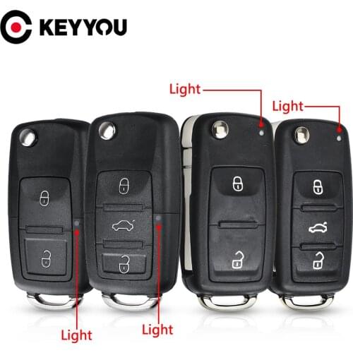 KEYYOU 2/3 Buttons Folding Car Remote Key Flip Key Shell For Volkswagen VW Polo Passat B5 Tiguan Golf Seat Skoda Auto Blank Key